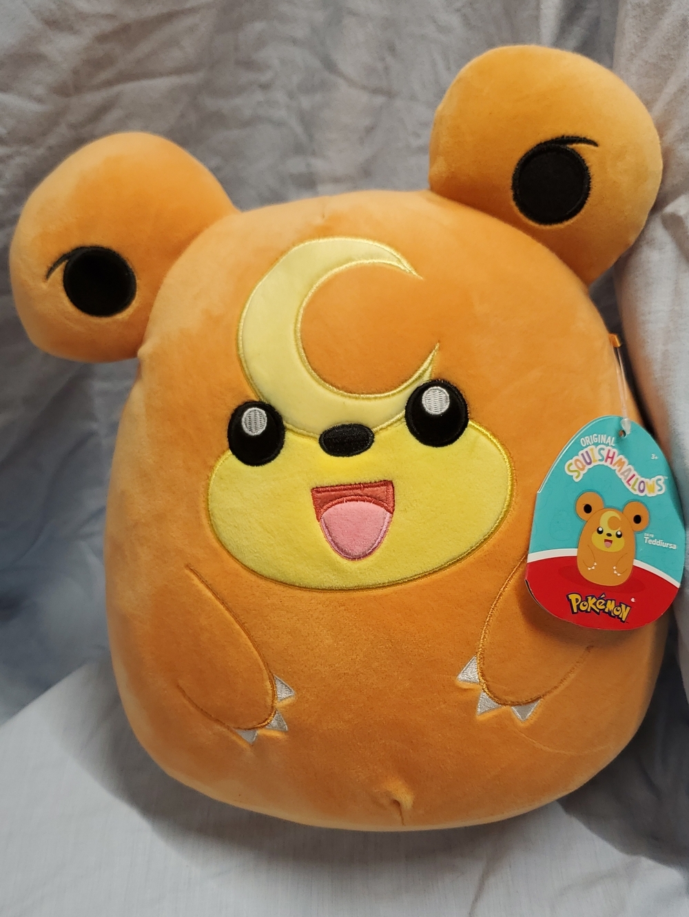 Pokemon Orange Teddiursa Plush with Yellow Face and Crescent